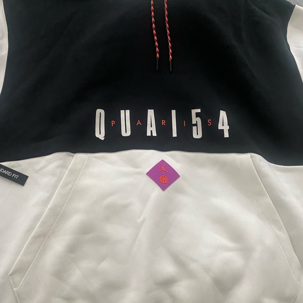 Jordan Black and Gray Hoodie with Red Logo